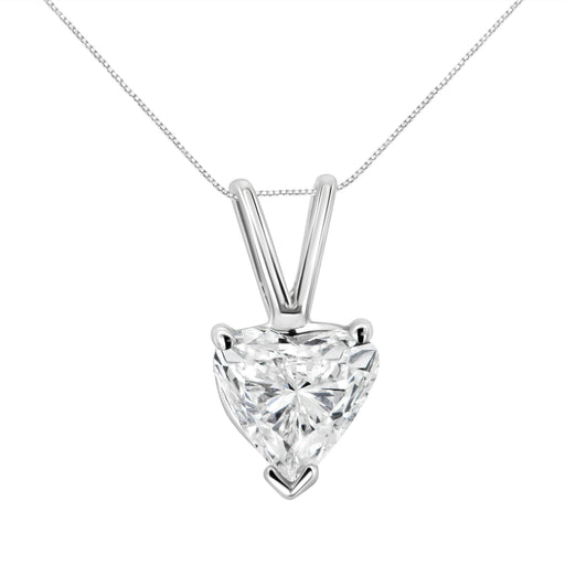 Bids.com 14K White Gold 1/5 Cttw 3-Prong Set Heart Shaped Solitaire Lab Grown Diamond 18" Pendant Necklace (F-G Color, VS2-SI1 Clarity) Necklaces White Smoke White.Gold / 18 / B,White.Gold / 18 / C,White.Gold / 18 / A