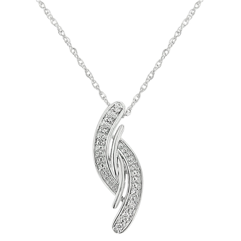 Bids.com .925 Sterling Silver Diamond Accent Bypass Curve 18" Pendant Necklace (I-J Color, I3 Clarity) Necklaces White Smoke White.Sterling Silver / 18