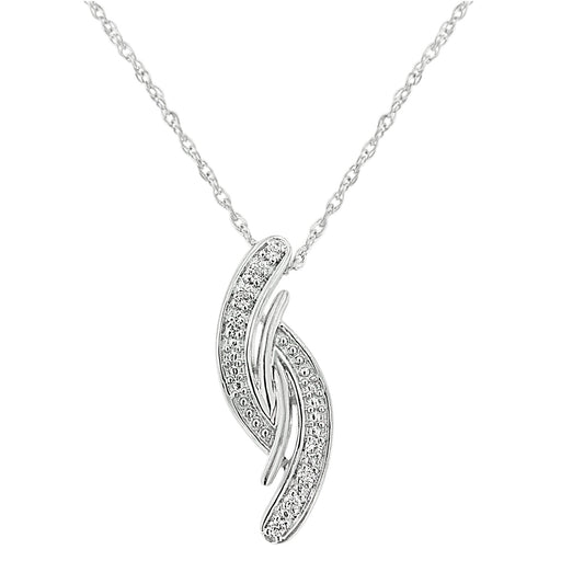 Bids.com .925 Sterling Silver Diamond Accent Bypass Curve 18" Pendant Necklace (I-J Color, I3 Clarity) Necklaces White Smoke White.Sterling Silver / 18