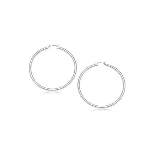 Bids.com 14k White Gold Polished Hoop Earrings (2- mm) Earrings White Smoke White Gold