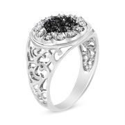 Bids.com .925 Sterling Silver 1/4 Cttw White and Black Treated Diamond Halo Cluster Ring for Men (I-J Color, I3 Clarity) - Size 10 Rings White Smoke 10 / White.Sterling Silver,11 / White.Sterling Silver,9 / White.Sterling Silver