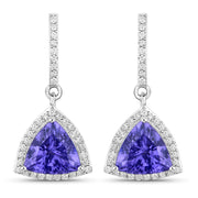 Bids.com 3.86 Carat Genuine Tanzanite and White Diamond 14K White Gold Earrings Earrings White Smoke