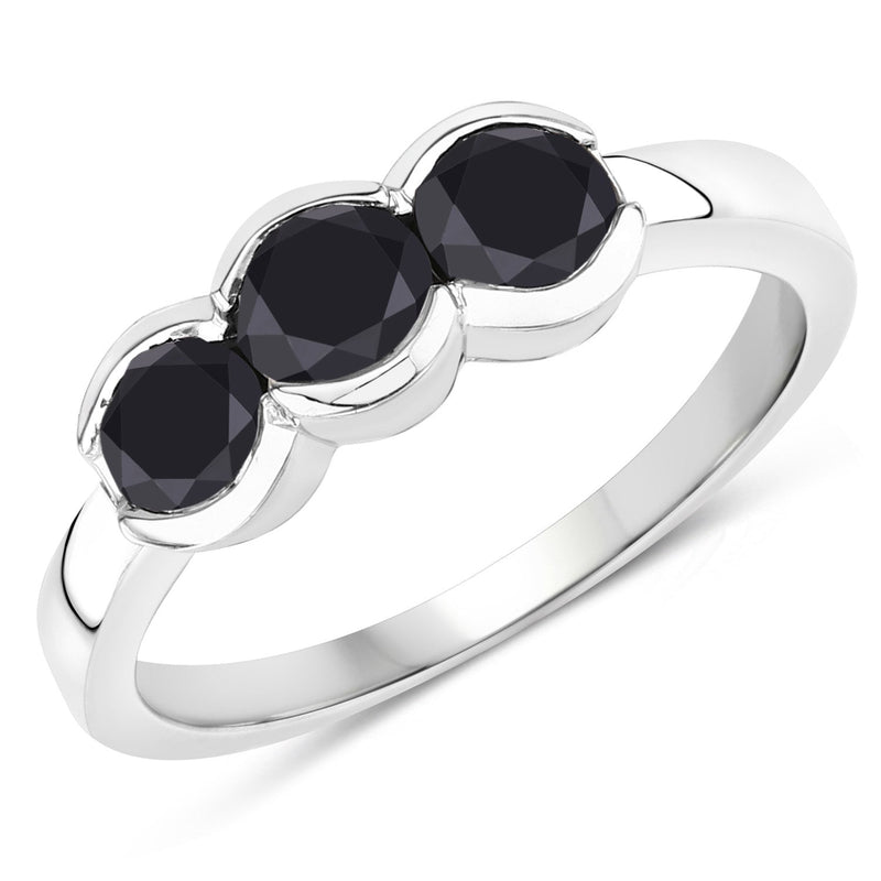 Bids.com 1.22 Carat Genuine Black Diamond .925 Sterling Silver Ring Rings White Smoke size 7.00,size 6.00,size 8.00,size 9.00