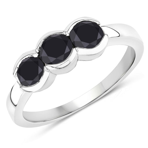 Bids.com 1.22 Carat Genuine Black Diamond .925 Sterling Silver Ring Rings White Smoke size 7.00,size 6.00,size 8.00,size 9.00