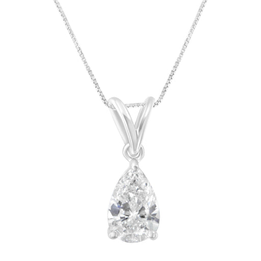Bids.com IGI certified 10K White Gold 1/2 cttw Diamond Pear Pendant Necklace (I-J, I1) Necklaces White Smoke White.Gold / 18