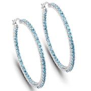 Bids.com 3.60 Carat Genuine Swiss Blue Topaz .925 Sterling Silver Earrings Earrings White Smoke