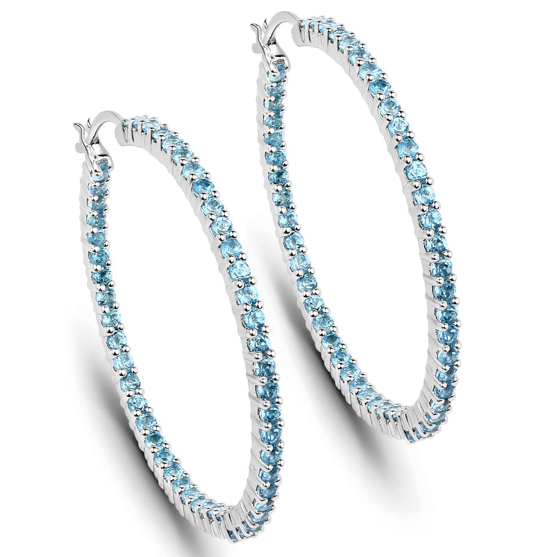 Bids.com 3.60 Carat Genuine Swiss Blue Topaz .925 Sterling Silver Earrings Earrings White Smoke