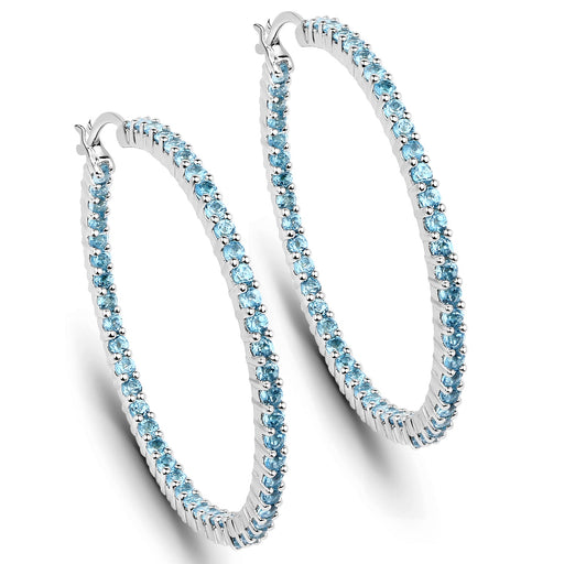 Bids.com 3.60 Carat Genuine Swiss Blue Topaz .925 Sterling Silver Earrings Earrings White Smoke