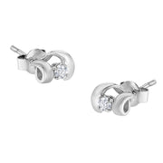 Bids.com .925 Sterling Silver Round Cut Diamond Fashion Stud Earrings (0.10 cttw, I-J Color, I2-I3 Clarity) Earrings White Smoke White.Sterling Silver / 0.1