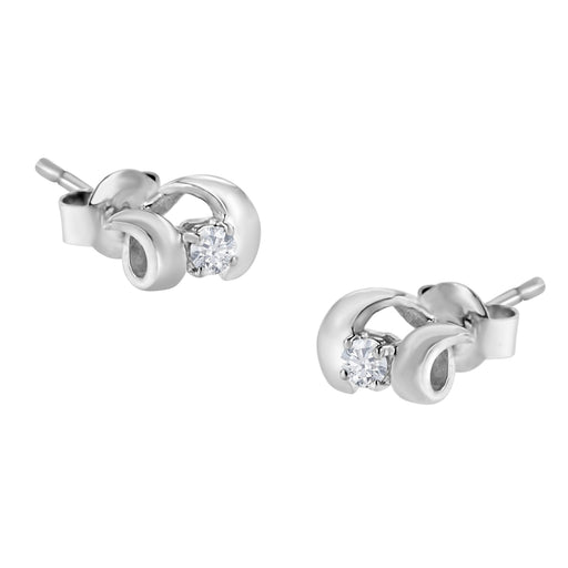 Bids.com .925 Sterling Silver Round Cut Diamond Fashion Stud Earrings (0.10 cttw, I-J Color, I2-I3 Clarity) Earrings White Smoke White.Sterling Silver / 0.1