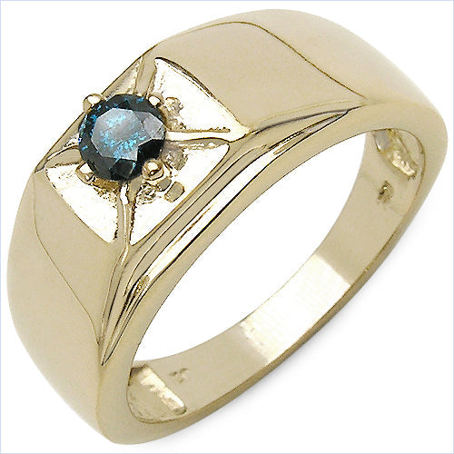 Bids.com 14K Yellow Gold Plated 0.25 Carat Genuine Blue Diamond .925 Sterling Silver Ring Rings White Smoke size 8.00,size 9.00,size 6.00,size 7.00