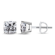 Bids.com 14K White Gold 1 1/2 Cttw Clarity Enhanced Princess Cut Diamond Solitaire Stud Earrings (I-J Color, I1-I2 Clarity) Earrings White Smoke White.Gold / 1.5