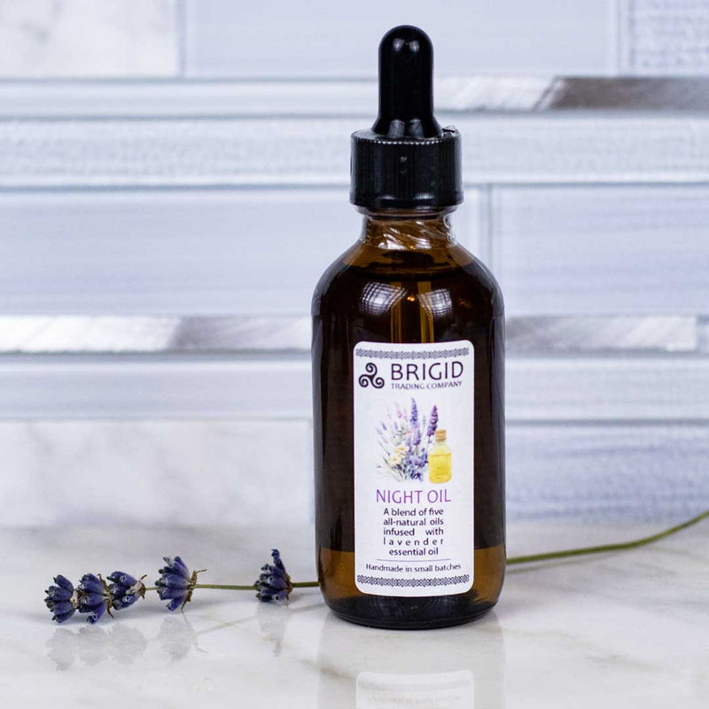 Brigid Trading Company All Natural Face & Night Oil - An Ancient Tradition of Luxury Skin Care Moisturizer Light Gray Lavender Infused Night Oil
