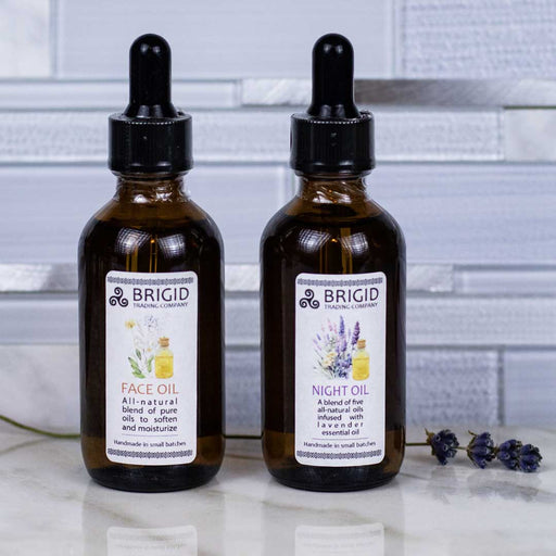 Brigid Trading Company All Natural Face & Night Oil - An Ancient Tradition of Luxury Skin Care Moisturizer Light Gray Face Oil Duo