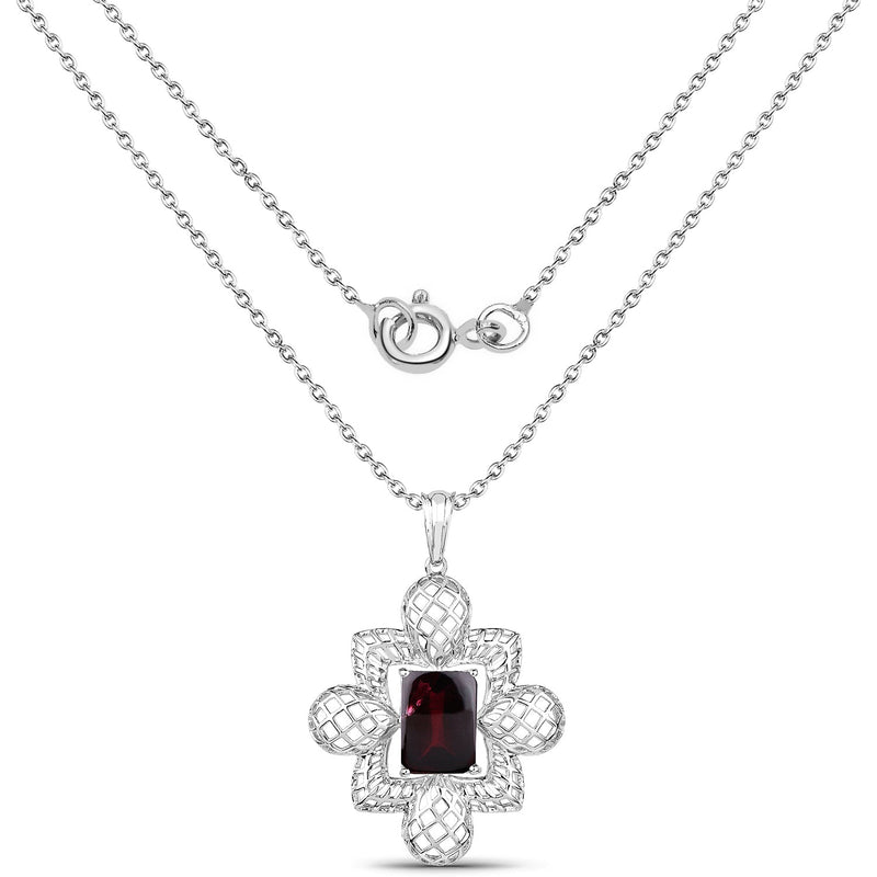 Bids.com 8.00 Carat Genuine Garnet .925 Sterling Silver Pendant Pendants White Smoke