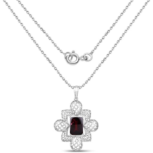 Bids.com 8.00 Carat Genuine Garnet .925 Sterling Silver Pendant Pendants White Smoke