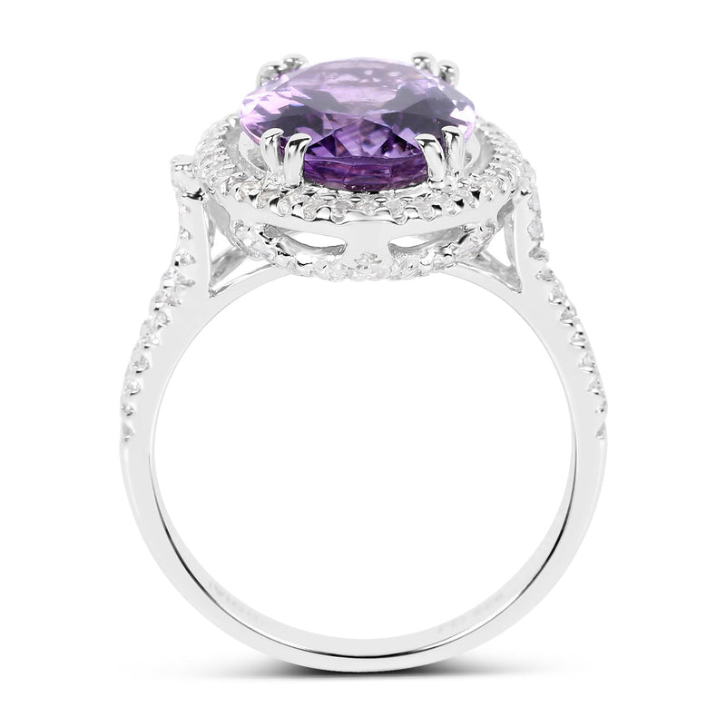 Bids.com 5.55 Carat Genuine Amethyst & White Topaz .925 Sterling Silver Ring Rings White Smoke size 6.00,size 6.50,size 7.00,size 8.00,size 9.00,size 5.00