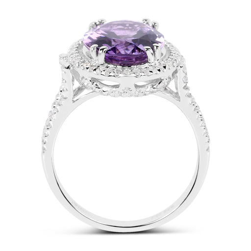 Bids.com 5.55 Carat Genuine Amethyst & White Topaz .925 Sterling Silver Ring Rings White Smoke size 6.00,size 6.50,size 7.00,size 8.00,size 9.00,size 5.00