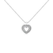 Bids.com .925 Sterling Silver 1.0 Ctw Diamond Shadow Open Heart Halo 18" Pendant Necklace (I-J Color, I1-I2 Clarity) Necklaces White Smoke White.Sterling Silver / 18