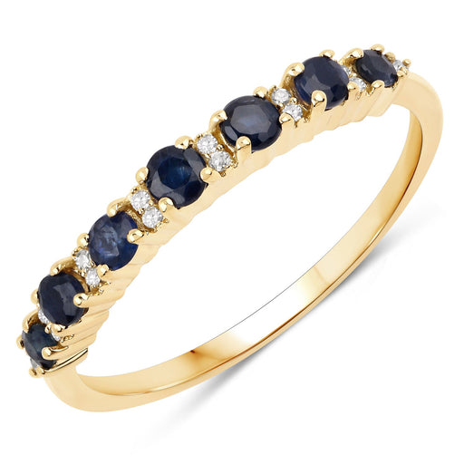 Bids.com 0.43 Carat Genuine Blue Sapphire and White Diamond 14K Yellow Gold Ring Rings White Smoke size 5.00,size 6.00,size 7.00,size 8.00,size 9.00
