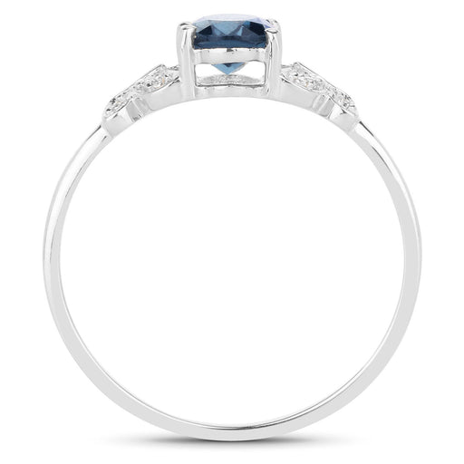 Bids.com 0.93 Carat Genuine London Blue Topaz and White Diamond 14K White Gold Ring Rings White Smoke size 7.00,size 5.00,size 6.00,size 8.00,size 9.00