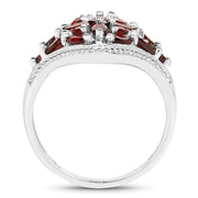 Bids.com 2.24 Carat Genuine Garnet .925 Sterling Silver Ring Rings White Smoke size 6.00,size 7.00,size 8.00,size 9.00