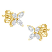 Bids.com 14K White Gold 1/2 Cttw Marquise Diamond 8 Stone Floral Leaf Stud Earrings (H-I Color, SI1-SI2 Clarity) Earrings White Smoke White.Gold / 0.5,Yellow.Gold / 0.5,Yellow.Gold / 0.75