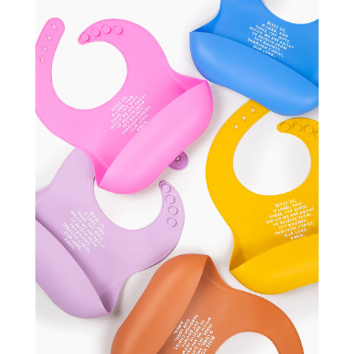 Be A Heart Meal Blessing Silicone Bib Bibs White Smoke Butter Yellow,Sage Green,Smoky Blue,Peach,Powder Blue,Cornflower Blue,Rose Pink,Mustard Yellow,Bubblegum Pink,Ube Purple