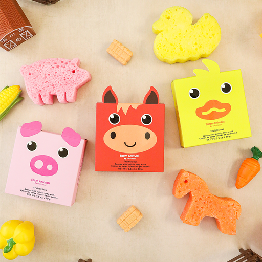 Spongellé Farm Animals Assorted Pack Body Wash Infused Buffer Wheat