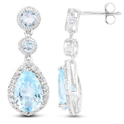 Bids.com 9.46 Carat Genuine Blue Topaz and White Topaz .925 Sterling Silver Earrings Earrings White Smoke