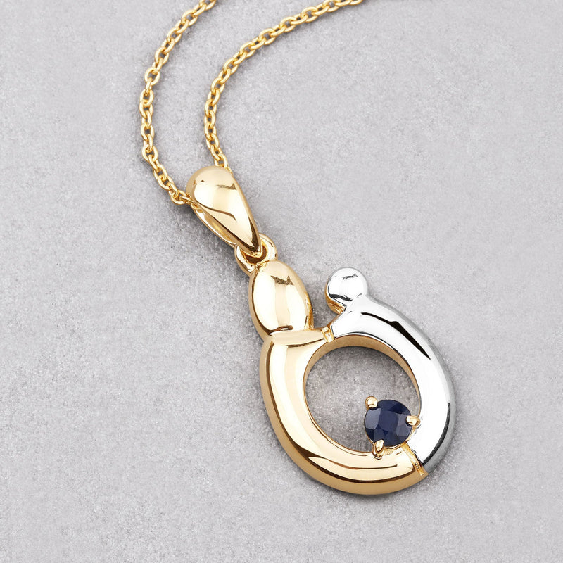 Bids.com 0.19 Carat Genuine Blue Sapphire .925 Sterling Silver Pendant Pendants Light Gray size 18.00