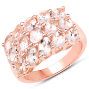 Bids.com 14K Rose Gold Plated 3.30 Carat Genuine Morganite .925 Sterling Silver Ring Rings White Smoke size 7.00,size 6.00,size 8.00,size 9.00,size 5.00