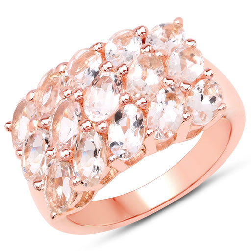 Bids.com 14K Rose Gold Plated 3.30 Carat Genuine Morganite .925 Sterling Silver Ring Rings White Smoke size 7.00,size 6.00,size 8.00,size 9.00,size 5.00