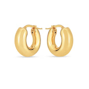 Bids.com 14k Yellow Gold Small Puffy Hoops Earrings White Smoke Yellow Gold
