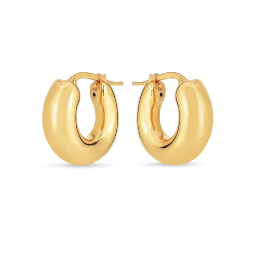 Bids.com 14k Yellow Gold Small Puffy Hoops Earrings White Smoke Yellow Gold