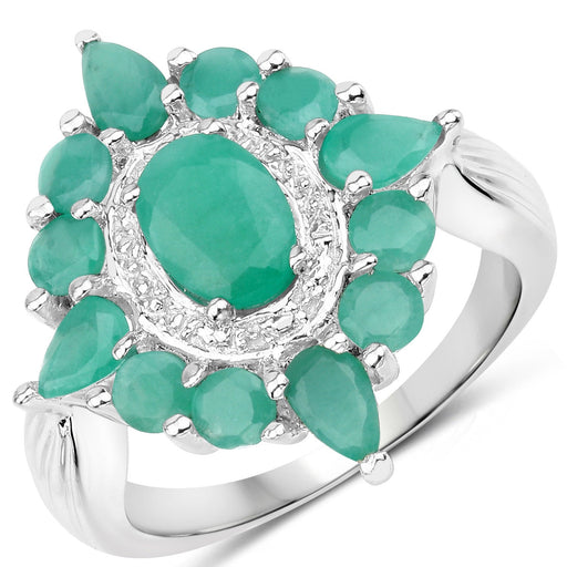 Bids.com 2.37 Carat Genuine Emerald .925 Sterling Silver Ring Rings White Smoke size 6.00,size 7.00,size 8.00,size 5.00,size 6.50,size 9.00,size 11.50,size 10.00