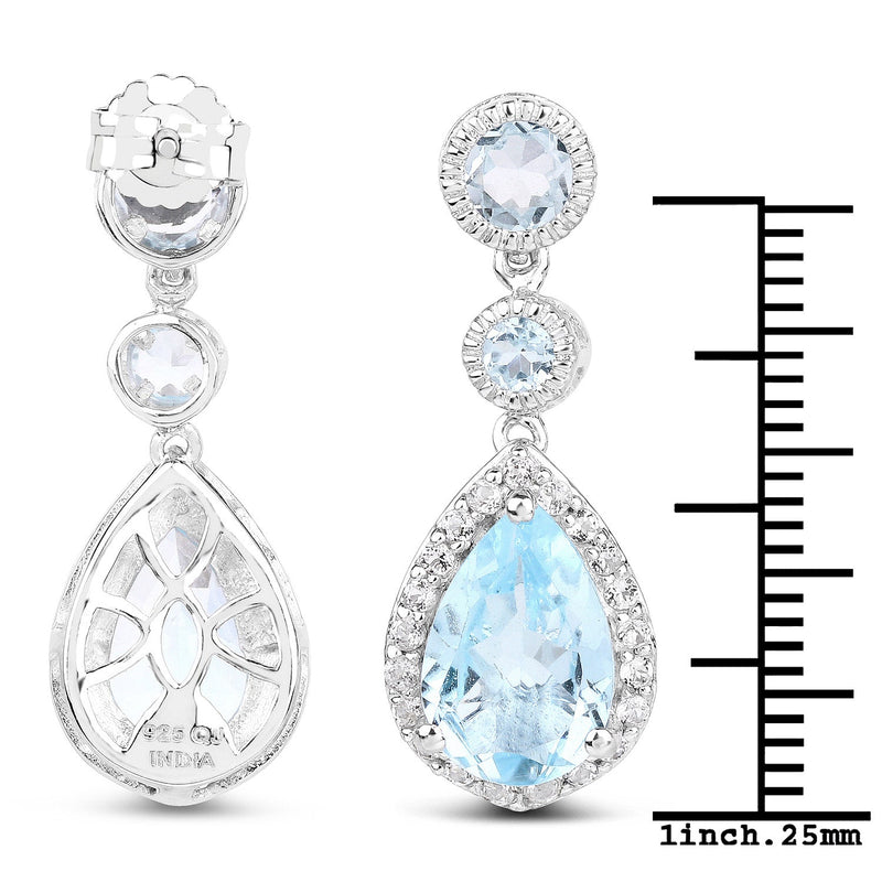 Bids.com 9.46 Carat Genuine Blue Topaz and White Topaz .925 Sterling Silver Earrings Earrings White Smoke