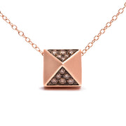 Bids.com 14K Rose Gold 1/4 Cttw Brown Diamond Matte Finished Pyramid Pendant Necklace (Brown Color, SI1-SI2 Clarity) - 18" Inches Necklaces White Smoke Rose.Gold / 18