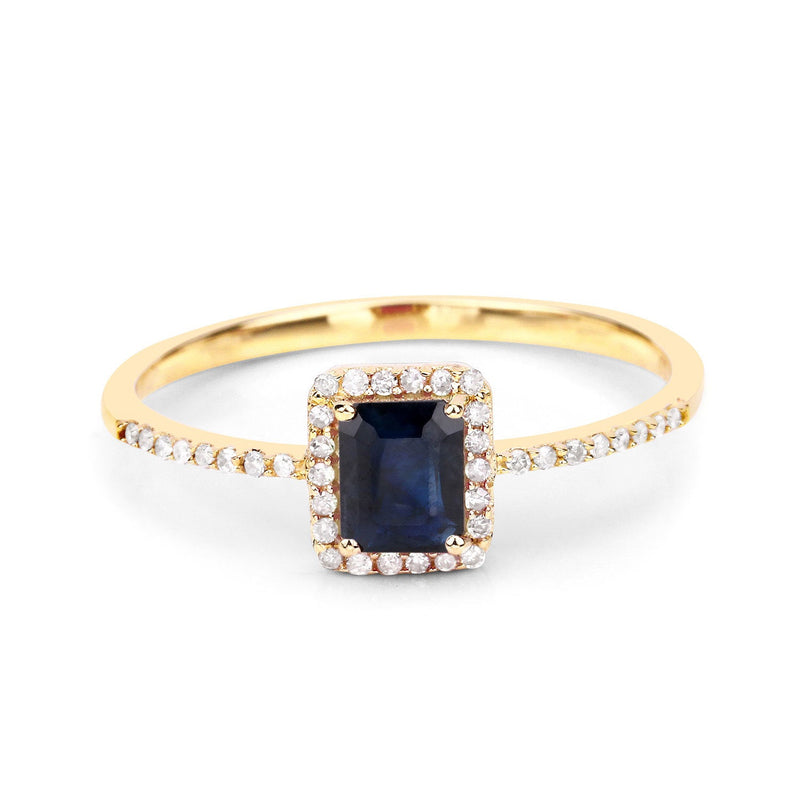 Bids.com 0.60 Carat Genuine Blue Sapphire and White Diamond 14K Yellow Gold Ring Rings White Smoke size 5.00,size 6.00,size 7.00,size 8.00,size 9.00