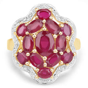 Bids.com 14K Yellow Gold Plated 4.18 Carat Genuine Glass Filled Ruby .925 Sterling Silver Ring Rings White Smoke size 6.00,size 8.00,size 7.00,size 9.00,size 5.00,size 10.00