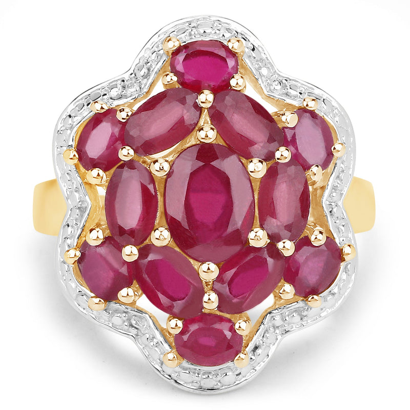 Bids.com 14K Yellow Gold Plated 4.18 Carat Genuine Glass Filled Ruby .925 Sterling Silver Ring Rings White Smoke size 6.00,size 8.00,size 7.00,size 9.00,size 5.00,size 10.00