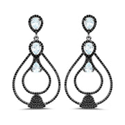Bids.com 8.81 Carat Genuine Blue Topaz and Black Spinel .925 Sterling Silver Earrings Earrings White Smoke