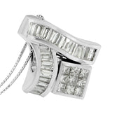 Bids.com 14K White Gold 1 7/8 cttw Princess and Baguette Cut Mixed Geometry Diamond Pendant Necklace (G-H, SI1-SI2) Necklaces White Smoke White.Gold / 18