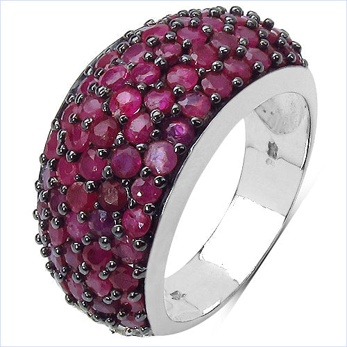 Bids.com 3.58 Carat Genuine Ruby & White Diamond .925 Sterling Silver Ring Rings White Smoke size 7.00,size 6.00,size 8.00,size 9.00