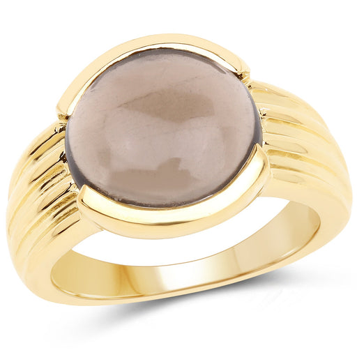Bids.com 14K Yellow Gold Plated 4.89 Carat Genuine Smoky Quartz .925 Sterling Silver Ring Rings White Smoke size 6.00,size 7.00,size 8.00,size 9.00