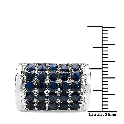 Bids.com 3.51 Carat Genuine Blue Sapphire & White Diamond .925 Sterling Silver Ring Rings White Smoke size 8.00,size 6.00,size 7.00,size 9.00