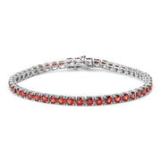 Bids.com .925 Sterling Silver 10.0 Cttw Created Orange Garnet Tennis Bracelet - 7.25" Bracelets White Smoke White.Sterling Silver / 7.25
