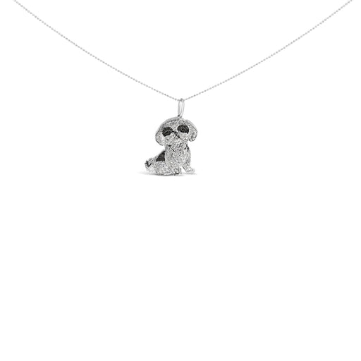Bids.com .925 Sterling Silver 1 1/4 Cttw Diamond Shih Tzu Dog Pendant Necklace 18 inch (Black and I-J Color, I2-I3 Clarity) Necklaces White Smoke White.Sterling Silver / 18