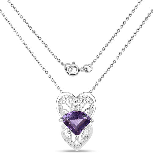 Bids.com 7.80 Carat Genuine Amethyst .925 Sterling Silver Pendant Pendants White Smoke