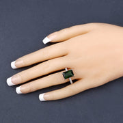 Bids.com 6.16 Carat Genuine Green Tourmaline and White Diamond 14K White Gold Ring Rings Dark Slate Gray size 6.00,size 7.00,size 8.00,size 9.00